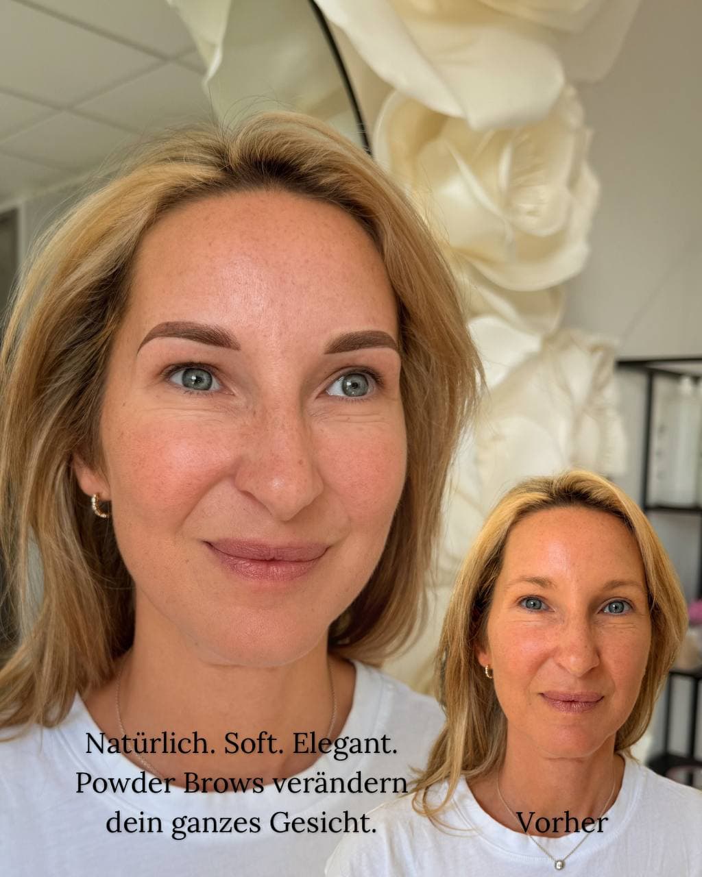 Augenbrauen nach der Permanent Make-up Behandlung, natürlich definierte Form